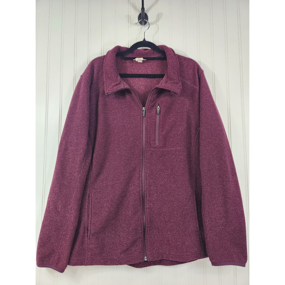 Duluth‎ Trading Co Mens XXL Full Zip Fleece Jacket Burgundy Heather Sweater Knit